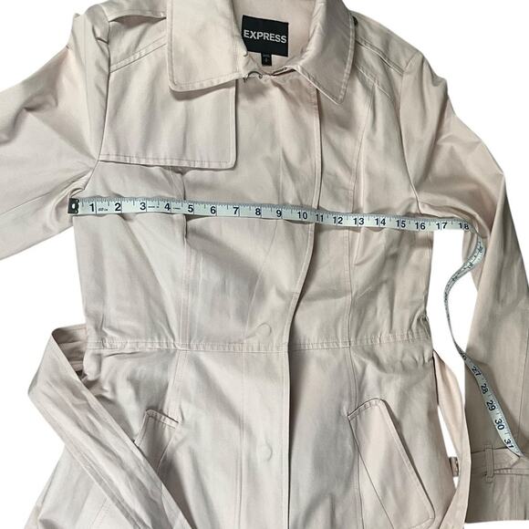 Express Light Blush Belted Trench Coat Size Small light weight New Without Tags - Picture 9 of 11